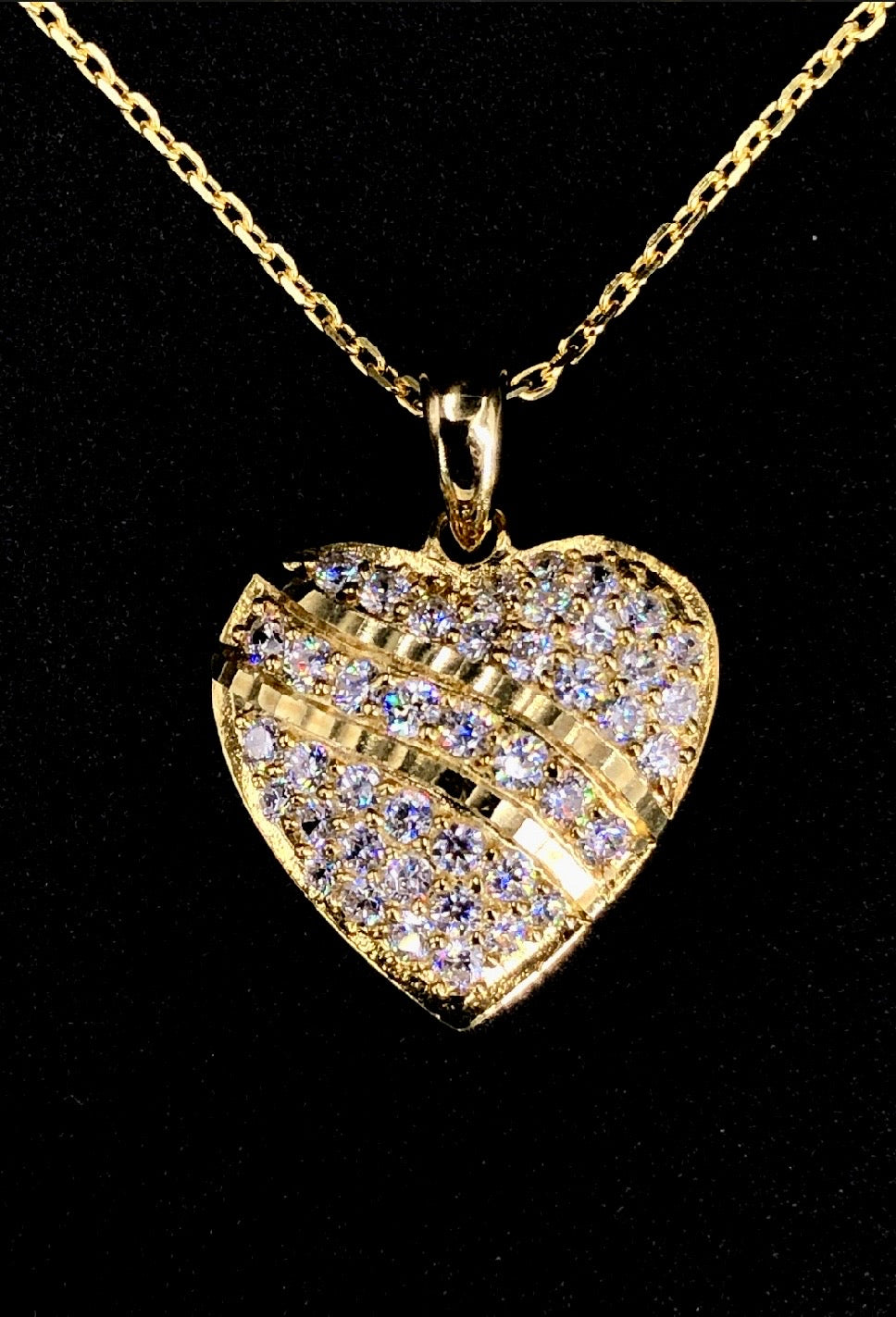 Heart-Shaped Swarovski Crystal 18K Gold Plated 925 Sterling Silver Pendant w/o chain